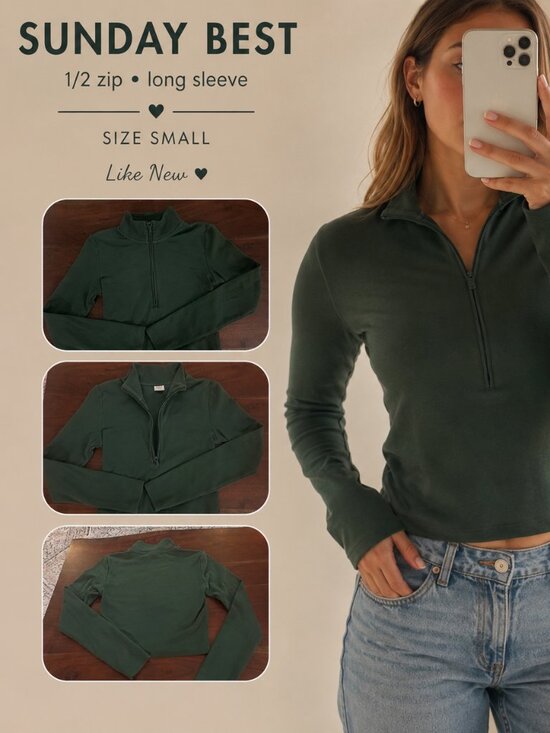 Sunday Best Tops - Sunday Best • 1/2 zip • long sleeve • size small